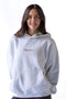 HyperLuxe Logo Embroidered Hooded Sweatshirt- Grey Marle/ Burgundy