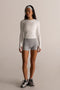 HyperLuxe Contour L/S Top- White