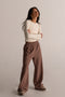 HyperLuxe Logo Embroidered Straight Leg Sweatpants- Taupe