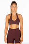 Kikiva Signature Halter Crop- Burgundy