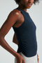 Beyond Yoga Featherweight Your Fit Shirred Tank- Nocturnal Navy