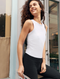 Beyond Yoga Featherweight Your Fit Shirred Tank- Cloud White