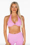 Kikiva Dynamic Halter Twist Crop- Candy Pink