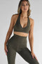 Leelo Active Halter Neck Crop- Khaki