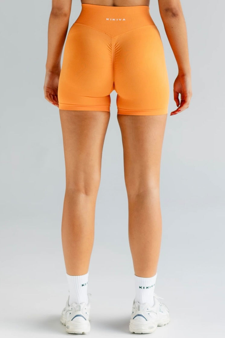 Kikiva Signature Bike Short Neon Orange HyperLuxe Activewear