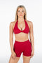 Kikiva Dynamic Halter Twist Crop- Cherry