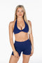 Kikiva Dynamic Halter Twist Crop- Dark Blue