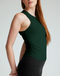 Beyond Yoga Your Fit Shirred Tank- Dark Green Heather