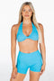 Kikiva Dynamic Halter Twist Crop- Marine Blue