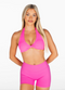 Kikiva Dynamic Halter Twist Crop- Ultra Pink