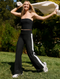 Beyond Yoga Spacedye Line Up Wide Leg Pant- Darkest Night/ White