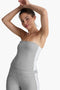 Beyond Yoga Spacedye Line Up Strapless Cropped Top- Silver Mist/ White