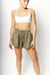 HyperLuxe Linen Drawstring Shorts- Khaki