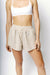 HyperLuxe Linen Drawstring Shorts- Taupe